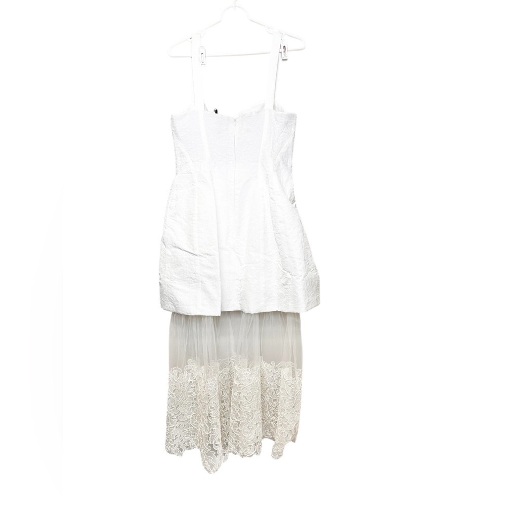 NWT Simkhai Callan Ivory Bustier Jacquard Lace Dress Removable Tulle Hem Sz 12 - Picture 8 of 9